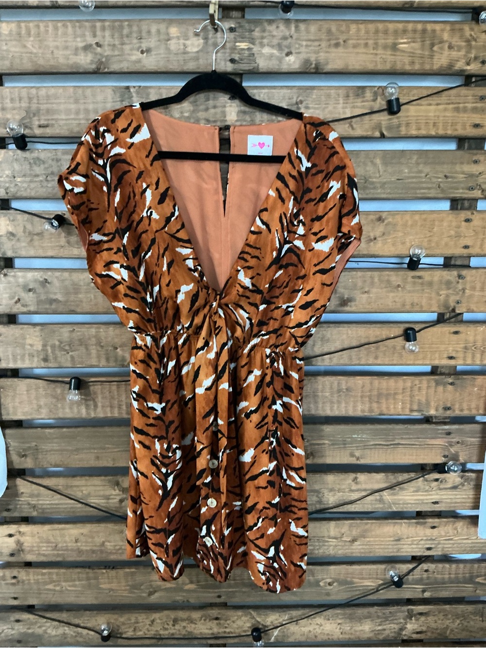 Buddy Love Rust Tiger-Print Mini Dress with V-Neck